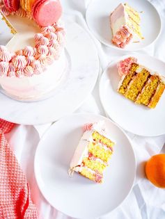 Orange Raspberry Cake with White Orange Chocolate Buttercream