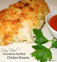 Oven Fried Provolone Stuffed Chicken Breasts