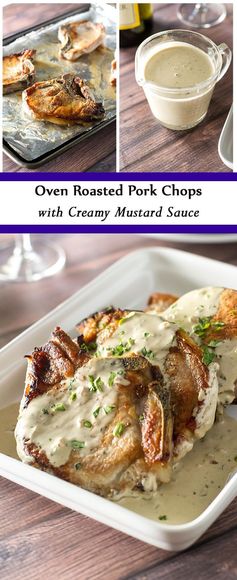 Oven Roasted Pork Chops with Mustard Sauce