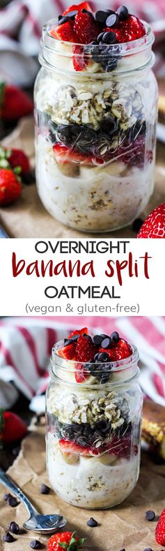 Overnight Banana Split Oatmeal