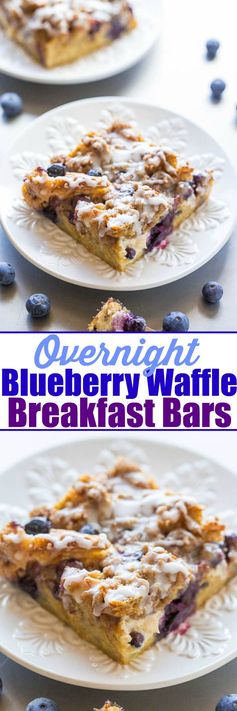 Overnight Blueberry Waffle Breakfast Bars