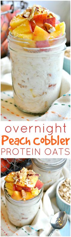 Overnight Peach Cobbler Protein Oats