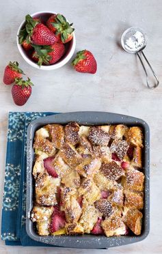 Overnight Strawberry Cream Cheese-Stuffed French Toast Casserole