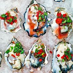 Oysters on the Half Shell with Chile, Cilantro, and Meyer Lemon Salsa