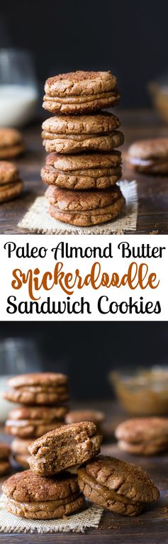 Paleo Almond Butter Snickerdoodle Sandwich Cookies