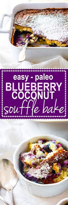 Paleo Blueberry Coconut Soufflé Bake! (Low Carb, Healthy, Easy