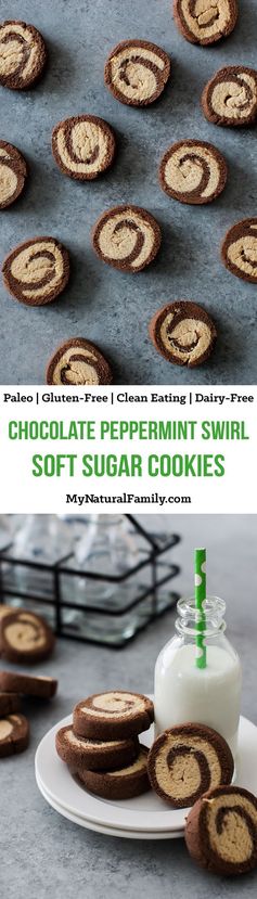 Paleo Chocolate Peppermint Swirl Soft Sugar Cookies