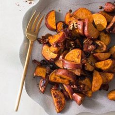 Pan-Roasted Sweet Potatoes with Dried Cherries & Pecans