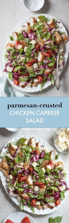 Parmesan Crusted Chicken Caprese Salad