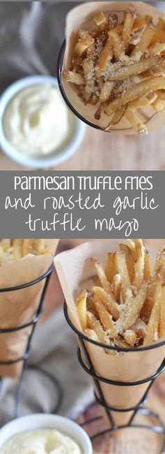 Parmesan Truffle Fries with Roasted Garlic Truffle Mayo