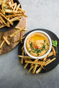 Parsnip Fries + Red Lentil Miso Hummus