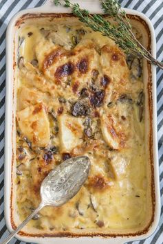 Parsnip, Mushroom & Leek Gratin