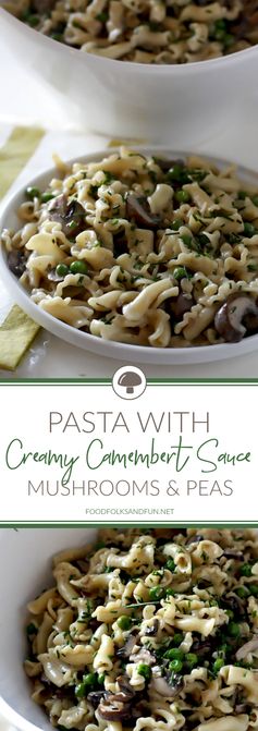 Pasta with Mushrooms, Peas, and Creamy Camembert Sauce