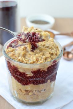 PB and J Overnight Oats