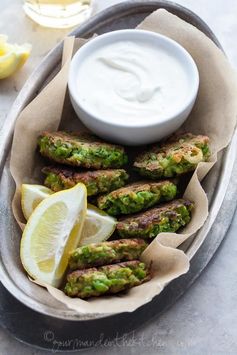 Pea, Mint and Feta Fritters with Yogurt Mint Dipping Sauce (Gluten-Free, Grain-Free