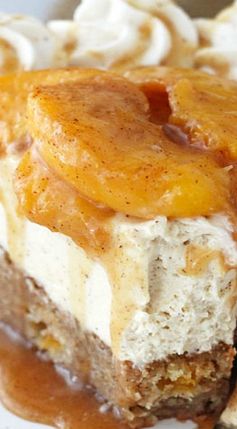 Peach Caramel Blondie Cheesecake