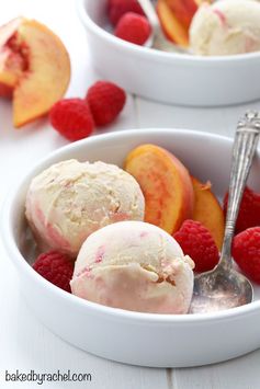 Peach Ice Cream with Raspberry Swirls