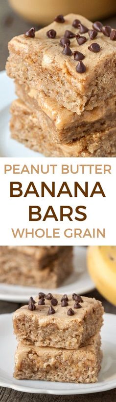 Peanut Butter Banana Bars (100% whole grain, dairy-free