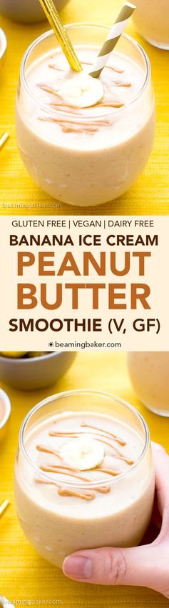 Peanut Butter Banana Ice Cream Smoothie (Vegan, Gluten Free, Dairy Free, Protein-Packed