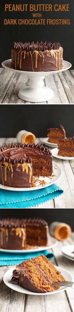 Peanut Butter Cake with Dark Chocolate Frosting