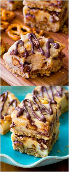 Peanut Butter Cup Pretzel Cheesecake Bars