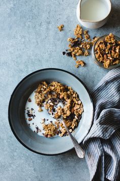 Peanut Butter Granola with Cacao Nibs and Bittersweet Chocolate