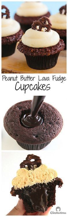 Peanut Butter Lava Fudge Cupcakes