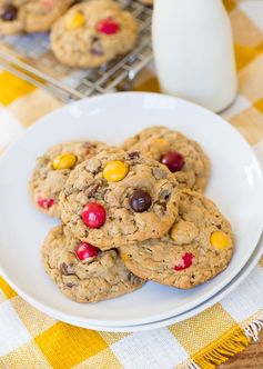 Peanut Butter M&M Oatmeal Cookies