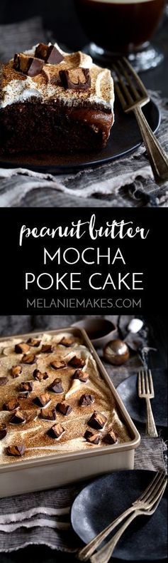 Peanut Butter Mocha Poke Cake