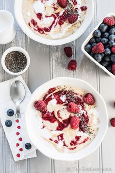 Peanut Butter Oatmeal with Berry Chia Jam