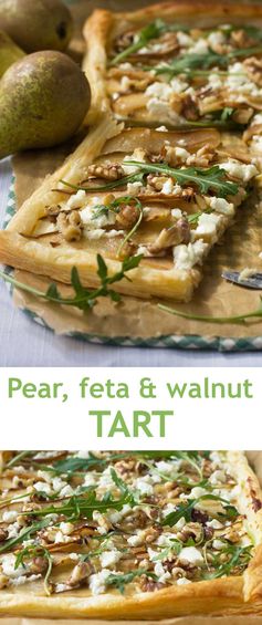 Pear, feta and walnut tart