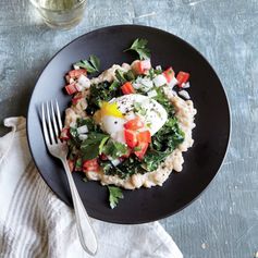 Peppered White Bean, Kale, and Egg Stack