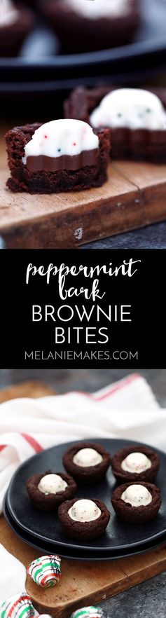 Peppermint Bark Brownie Bites