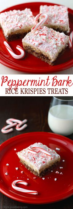 Peppermint Bark Rice Krispies Treat