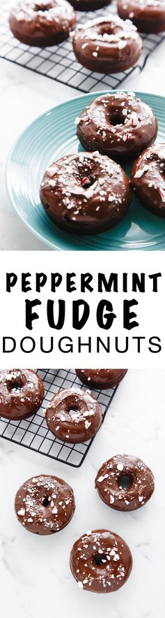 Peppermint Fudge Doughnuts