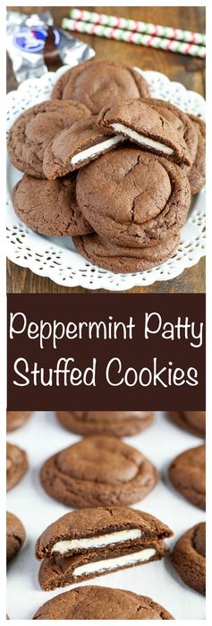 Peppermint Patty Stuffed Chocolate Cookies