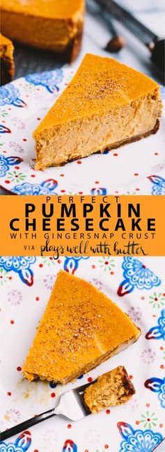 Perfect pumpkin cheesecake with gingersnap crust