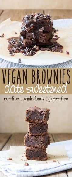 Perfect Vegan Caramel Date Sweetened Brownies (Nut-Free, Gluten-Free