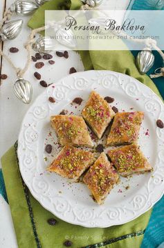 Persian Baklava with Raisins, Pistachios and Almonds