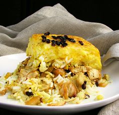 PERSIAN LAYERED CHICKEN AND RICE WITH YOGURT (Tachin Joojeh