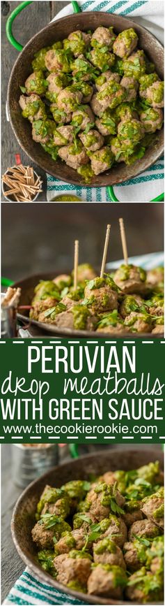 Peruvian Drop Meatballs with Green Sauce