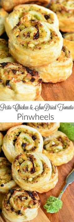 Pesto Chicken and Sun Dried Tomato Pinwheels