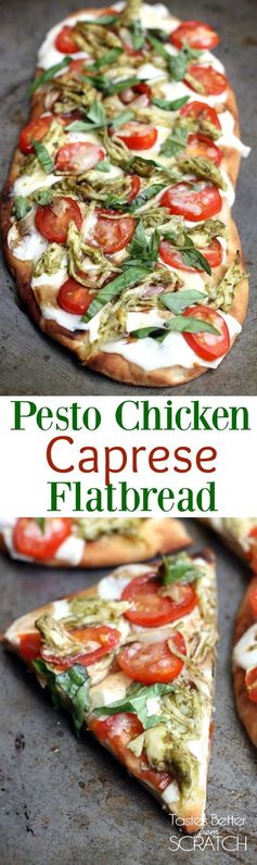 Pesto Chicken Caprese Flatbread