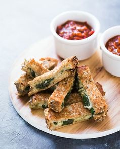 Pesto Grilled Cheese Dippers with Fire Roasted Marinara