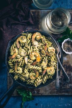 Pesto Prawns Mushroom Pasta