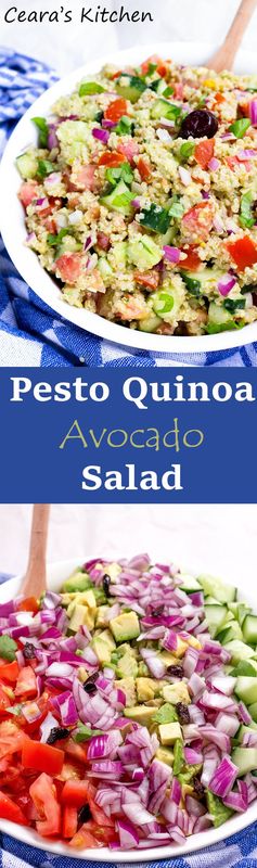 Pesto Quinoa Avocado Cucumber Tomato Salad