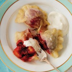 Pierogi with Italian Plum Filling and Spiced Sour Cream