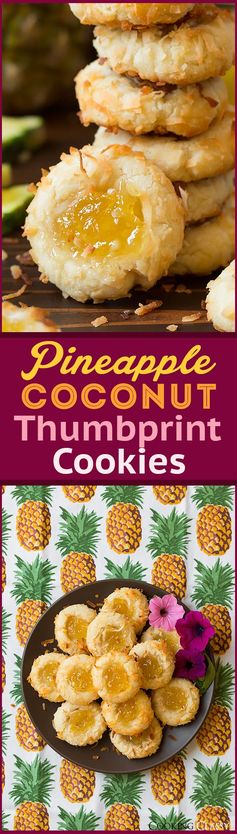 Pineapple Coconut Thumbprint Cookies