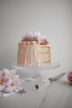 Pink Champagne, White Chocolate and Rose Cake