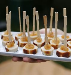 Pique boudins blancs et confit de pommes